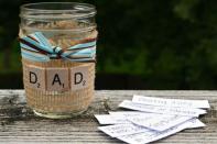 <p>Give Dad the gift of time this year by filling a mason jar with his favorite activities that the whole family can enjoy together throughout the year.</p><p><strong>Get the tutorial at <a href="http://www.oneartsymama.com/2014/06/make-dad-smile-fathers-day.html" rel="nofollow noopener" target="_blank" data-ylk="slk:One Artsy Mama;elm:context_link;itc:0;sec:content-canvas" class="link ">One Artsy Mama</a></strong>.</p><p><a class="link " href="https://www.amazon.com/Regular-Airtight-Storage-Drinking-Overnight/dp/B0857JZ1NZ?tag=syn-yahoo-20&ascsubtag=%5Bartid%7C10050.g.1171%5Bsrc%7Cyahoo-us" rel="nofollow noopener" target="_blank" data-ylk="slk:Shop Now;elm:context_link;itc:0;sec:content-canvas">Shop Now</a></p>