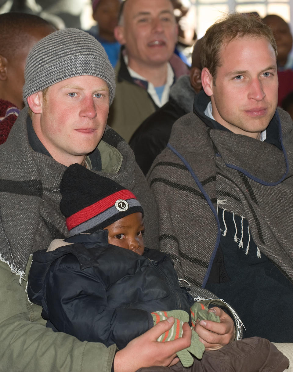 Prince William and Prince Harry visit Semongkong Children's Centre in Lesotho.