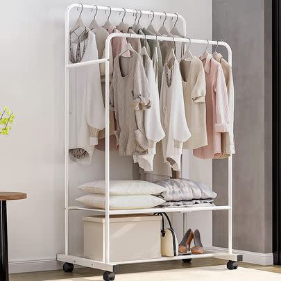 Opt for a clothes rail with a double rod