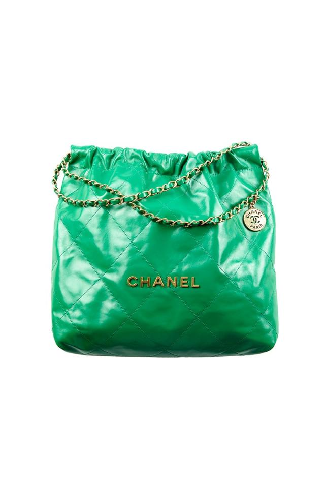 Chanel Lime Green Vintage Quilted Satin Bag