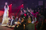 Bernadette Wu-Ong competing in the evening gown segment during the 2019 Miss Universe Singapore at Zouk.