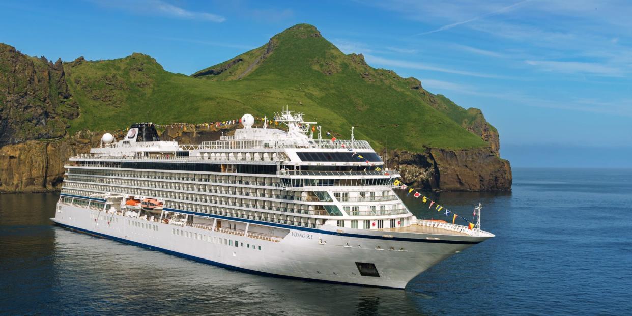 A Viking Ocean ship in Iceland. The cruise line's ocean cruise ships are all identical.