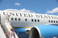 First lady Jill Biden arrives in Charleston, W.Va., Thursday, May 13, 2021. (Oliver Contreras/The New York Times via AP, Pool)