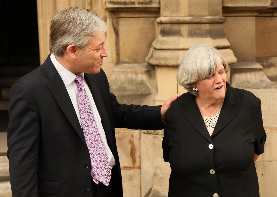 Ann Widdecombe with John Bercow in 2009, when they were candidates to be speaker of the House of Commons (Peter Macdiarmid/Getty Images)