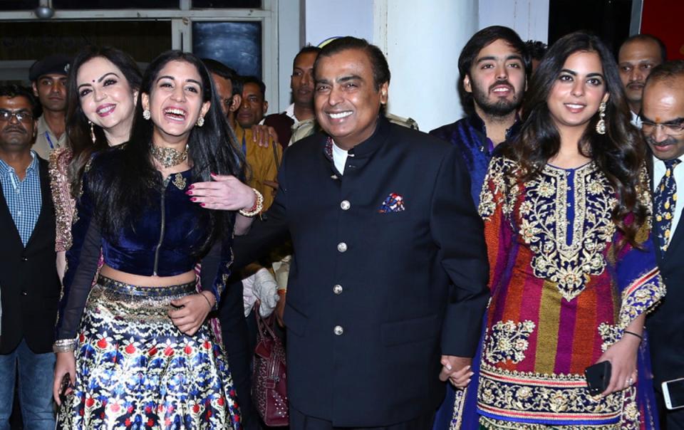 The Ambani family at Nick Jonas and Priyanka Chopra’s wedding (Sunil Verma / AP)