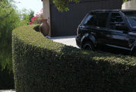 LOS ANGELES, CA - SEPTEMBER 27: Blood is allegedly seen on a driveway at the building where actor Johnny Lewis was found dead on September 27, 2012 in Los Angeles, California. Lewis was found dead September 26, 2012 after apparently falling from the roof of the building he lived in. He is also a suspect in the death of a woman who is thought to have been his landlord and was found dead inside the house. (Photo by David Livingston/Getty Images)