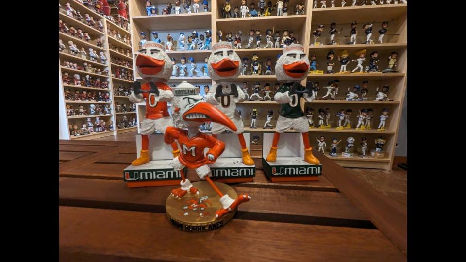 The latest UM bobbleheads are selling fast. Here they are at the National Bobblehead Hall of Fame and Museum.