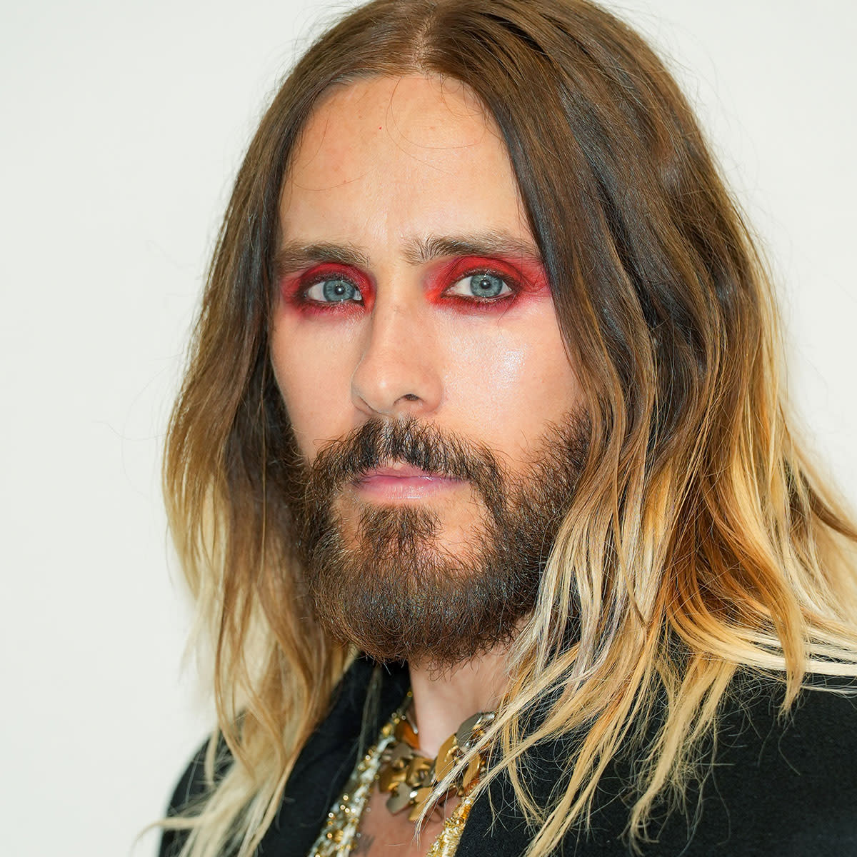 Jared Leto red eyeshadow Paris Fashion Week 2023