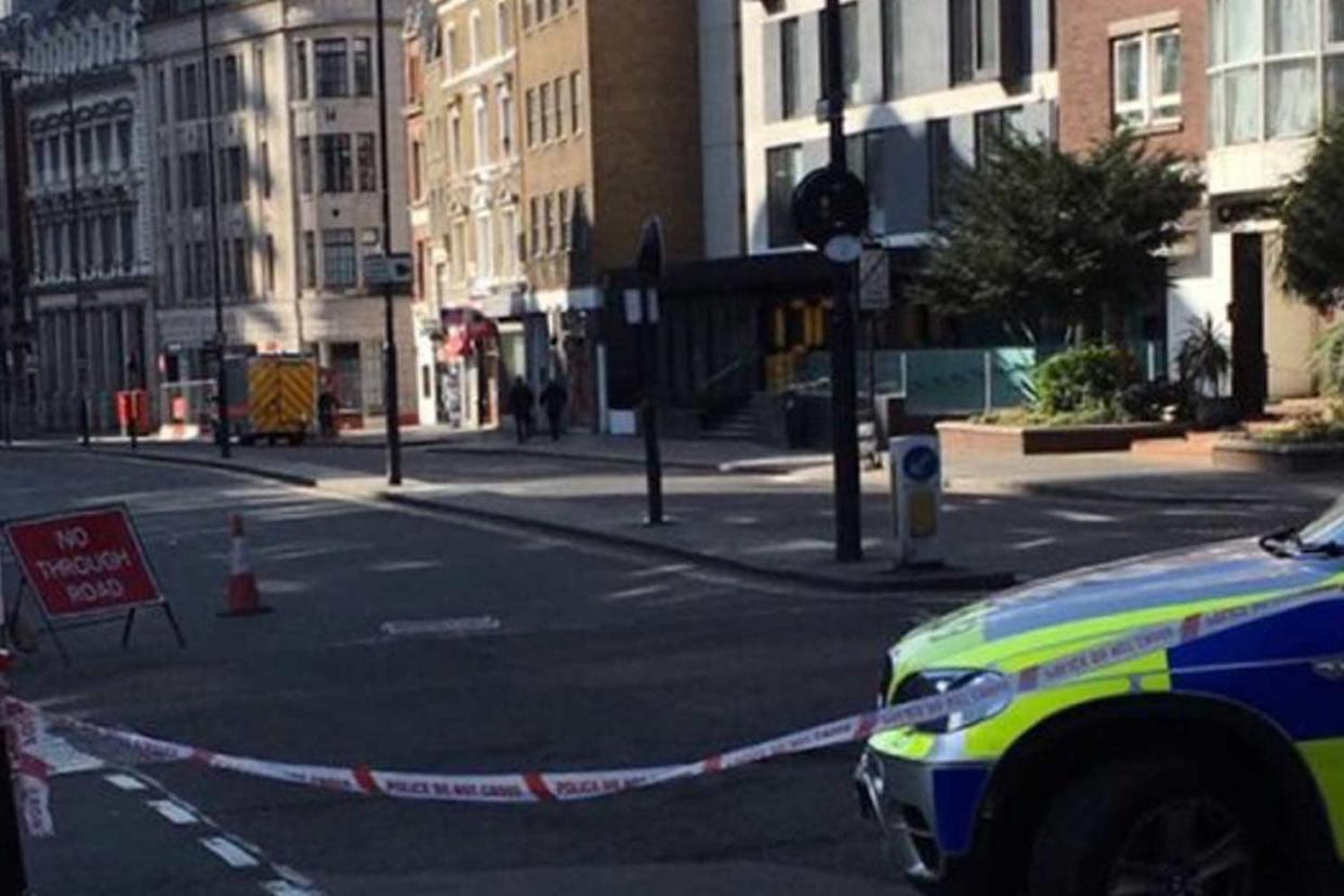 Police at the scene near the Barbican in the City