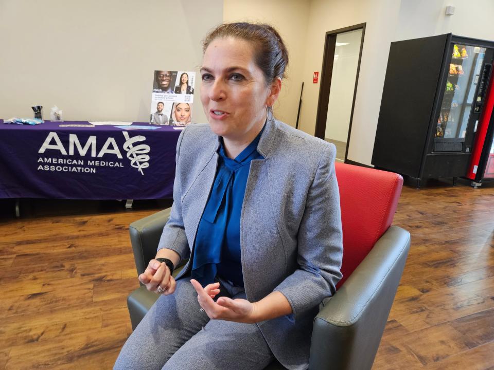 Dr. Ilse Levin, American Medical Association board of trustees member, talks about the need for more doctors in rural areas, Thursday, Sept. 21, 2023, at WCU in Hattiesburg, Miss., during the third annual Rural Health Summit.