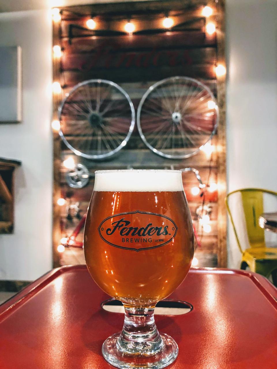 The tasting room at Fenders Brewing in Polk City has a cycling theme.