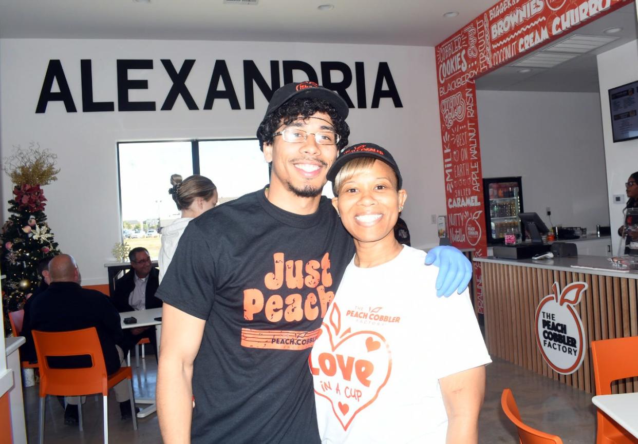 Faith Gajcowski (right), owner of the Peach Cobbler Factory, 5913 Provine Place Suite A in Alexandria, with her son Jaden Gajcowski. The dessert shop officially opened their doors last Saturday.