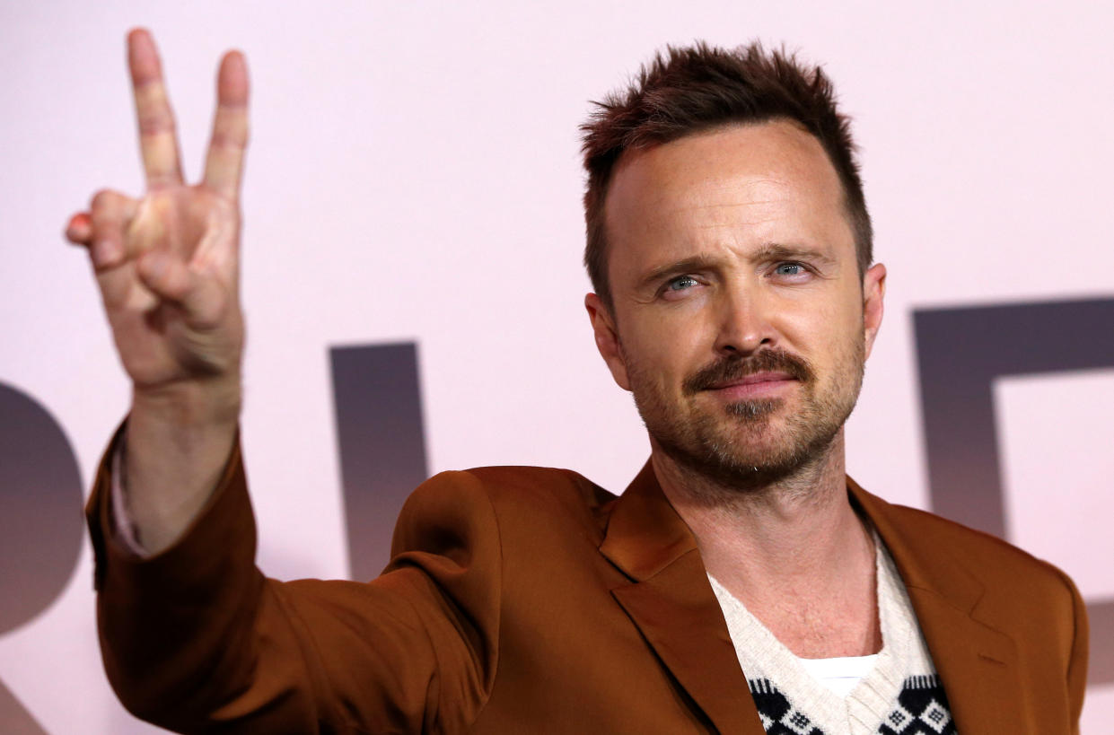 Cast member Aaron Paul poses at the premiere for the season 3 of the television series "Westworld" in Los Angeles, California, U.S., March 5, 2020. REUTERS/Mario Anzuoni