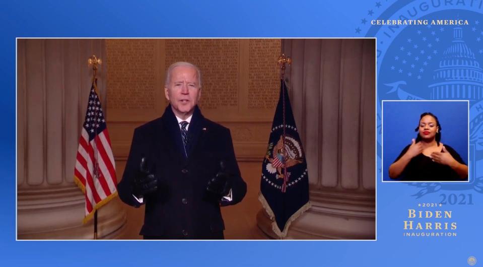 Joe Biden speaks at the event which featured performances representing diverse American talent - Getty