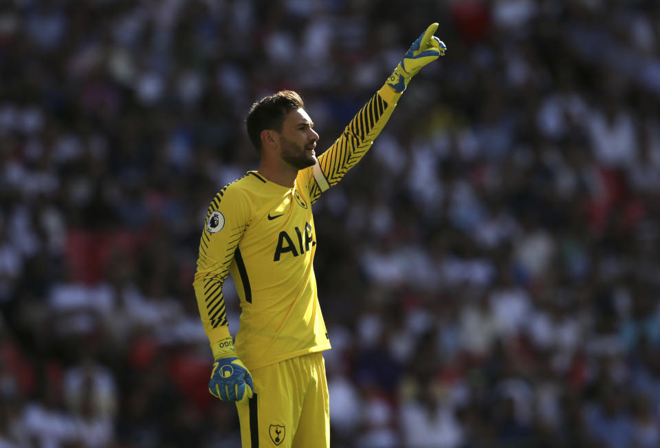 Tottenham Hotspur goalkeeper Hugo Lloris gestures