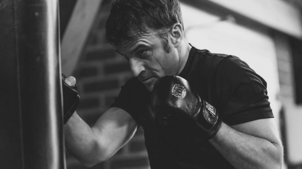 One of the moody photos of French President Emmanuel Macron boxing, released this week. - Soazig de la Moissonnière/Instagram