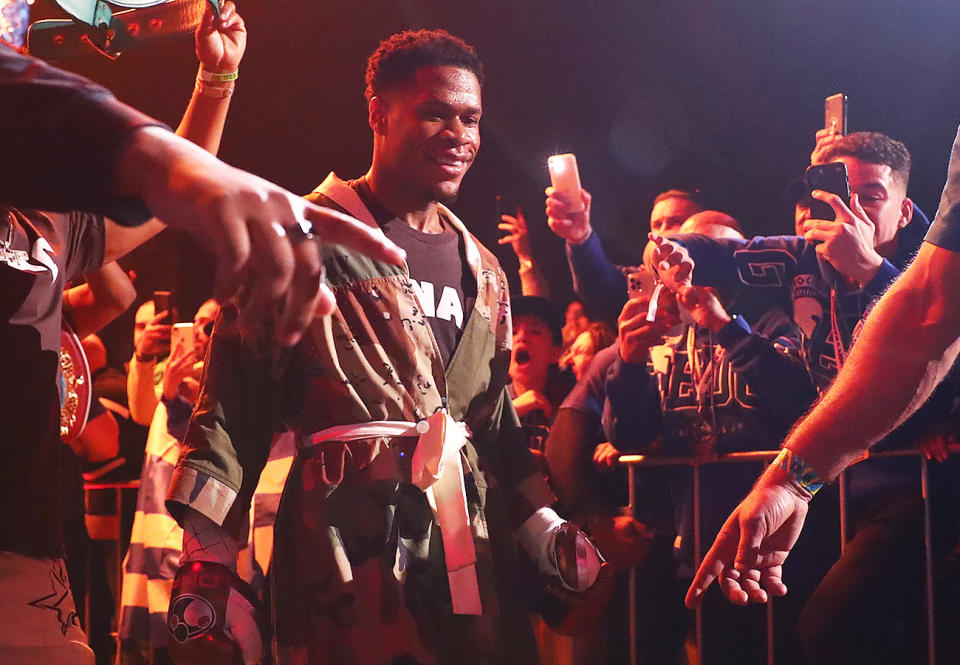 Devin Haney, pictured here walking out to the ring prior to his fight with George Kambosos.