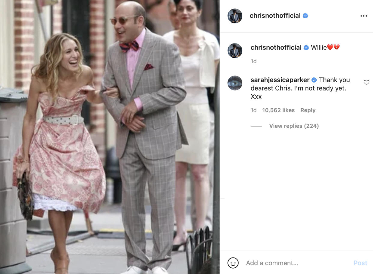 Sarah Jessica Parker, Chris Noth on Instagram about Willie Garson