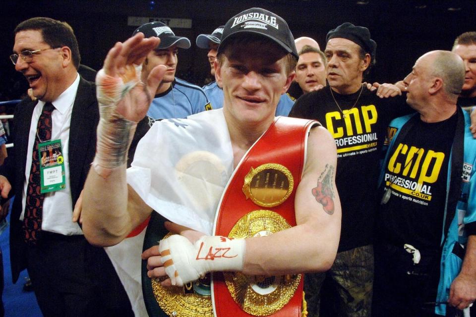 Ricky Hatton celebrates after his win over Juan Urango in Las Vegas (Sean Dempsey/PA) (PA Archive)