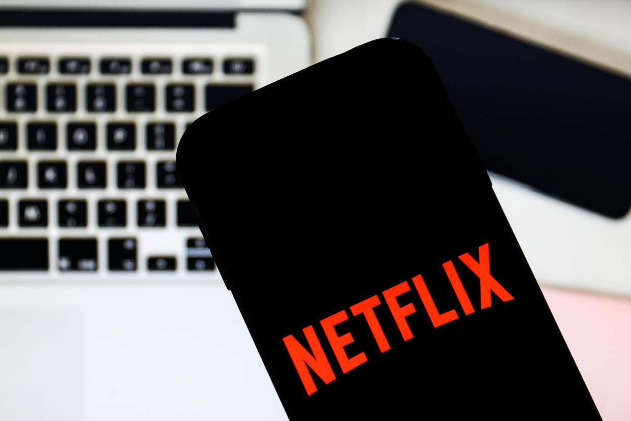 POLAND - 2020/11/20: In this photo illustration a Netflix content platform logo seen displayed on a smartphone. (Photo Illustration by Filip Radwanski/SOPA Images/LightRocket via Getty Images)