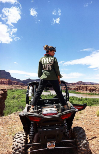 <p>The <i>Chicago P.D.</i> actress had some four-wheelin’ fun on a getaway with friends and her trusty “thug life” jacket. “Now let me welcome everybody to the Wild Wild West.”<i> (Photo: <a href="https://www.instagram.com/p/BFzqToiDiOt/?taken-by=sophiabush" rel="nofollow noopener" target="_blank" data-ylk="slk:Instagram;elm:context_link;itc:0;sec:content-canvas" class="link ">Instagram</a>)</i></p>