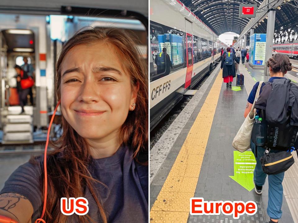 The author travels by train in the US and Europe.