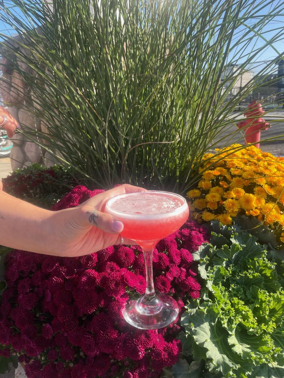 In honor of Breast Cancer Awareness month, the Breast Cocktail Around at Delaware Ave. Oyster House has Empress 1908 Elderflower and Rose gin, St. Germaine, fresh lemon and pineapple.