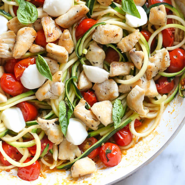 Chicken And Zucchini Noodle Caprese