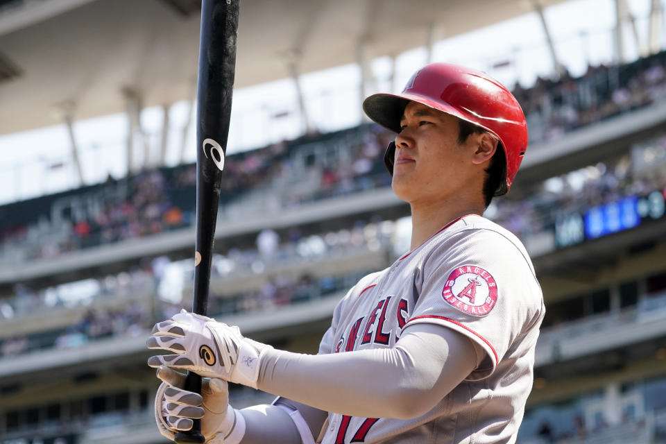 天使球星大谷翔平掃出本季第35轟(AP Photo/Jim Mone)