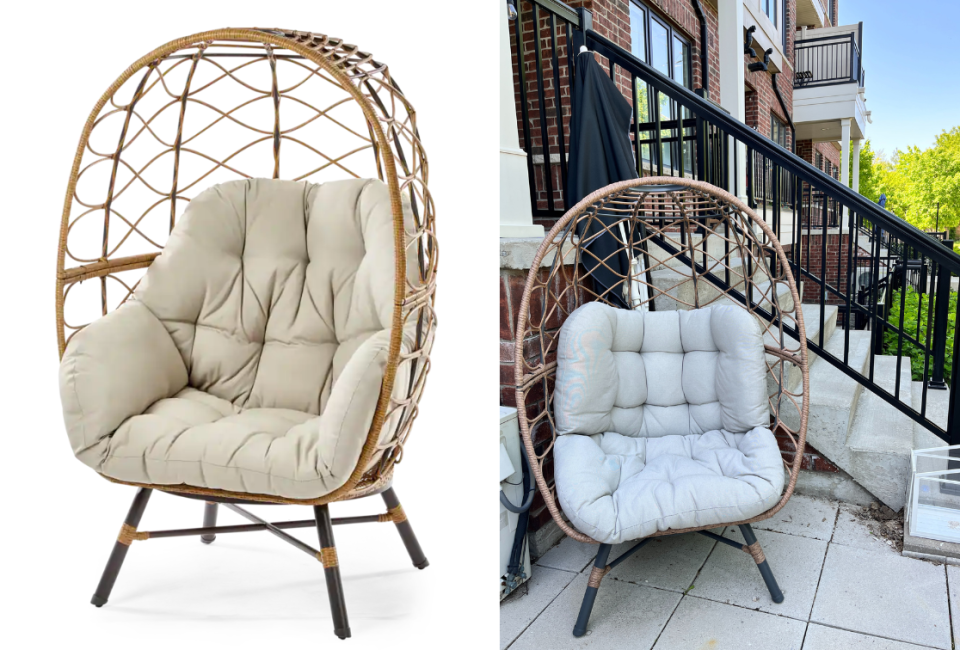 Canvas Sydney All Weather Single Outdoor Patio Egg Chair. Photos via Canadian Tire, Kate Mendonca.