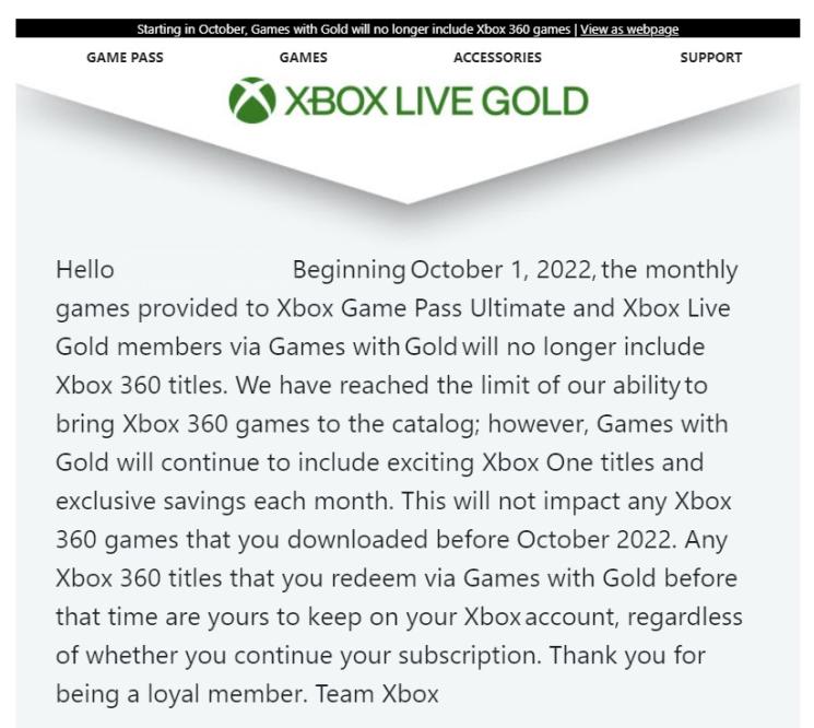 As of October 2022, free Xbox 360 games will no longer be available for  download : r/xbox