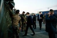 French President Macron visits a military field hospital in Mulhouse