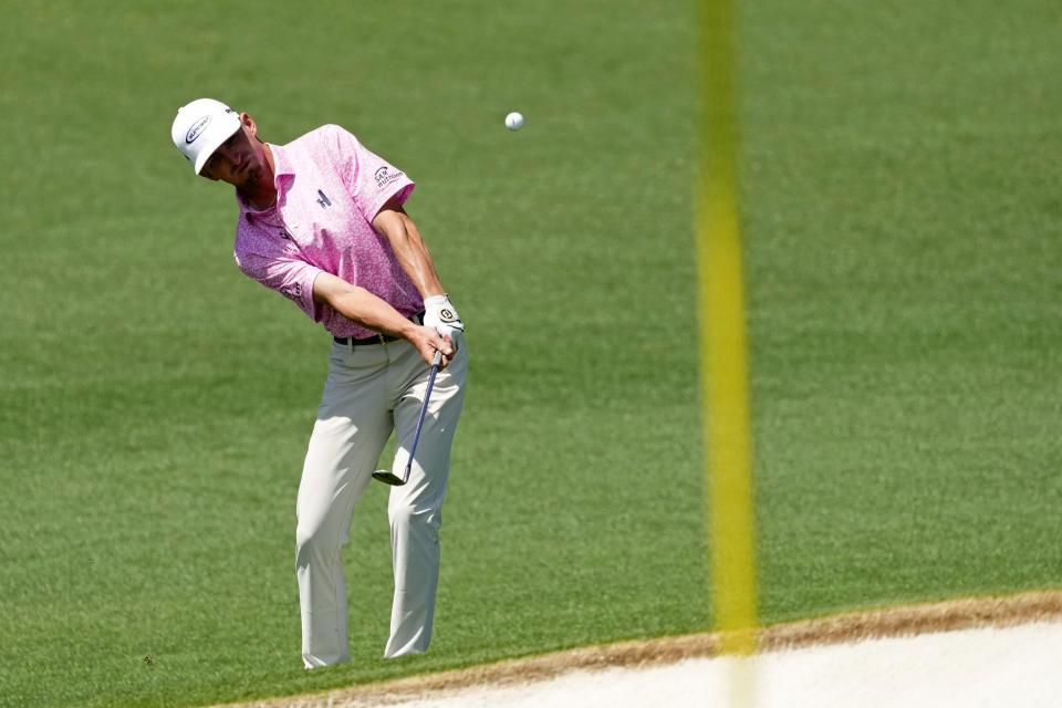 Apr 9, 2023; Augusta, Georgia, USA; Sam Bennett takes a shot on the second hole during the final round of The Masters golf tournament. Mandatory Credit: Michael Madrid-USA TODAY Network