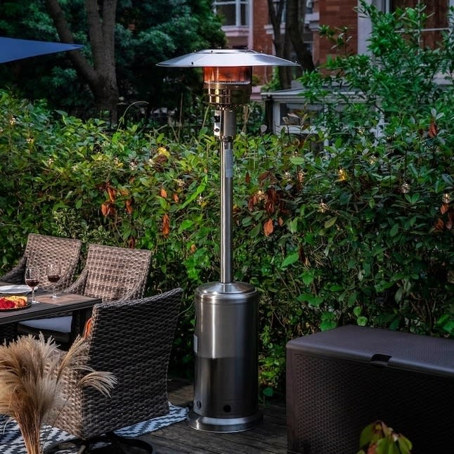 Patio heater on a patio