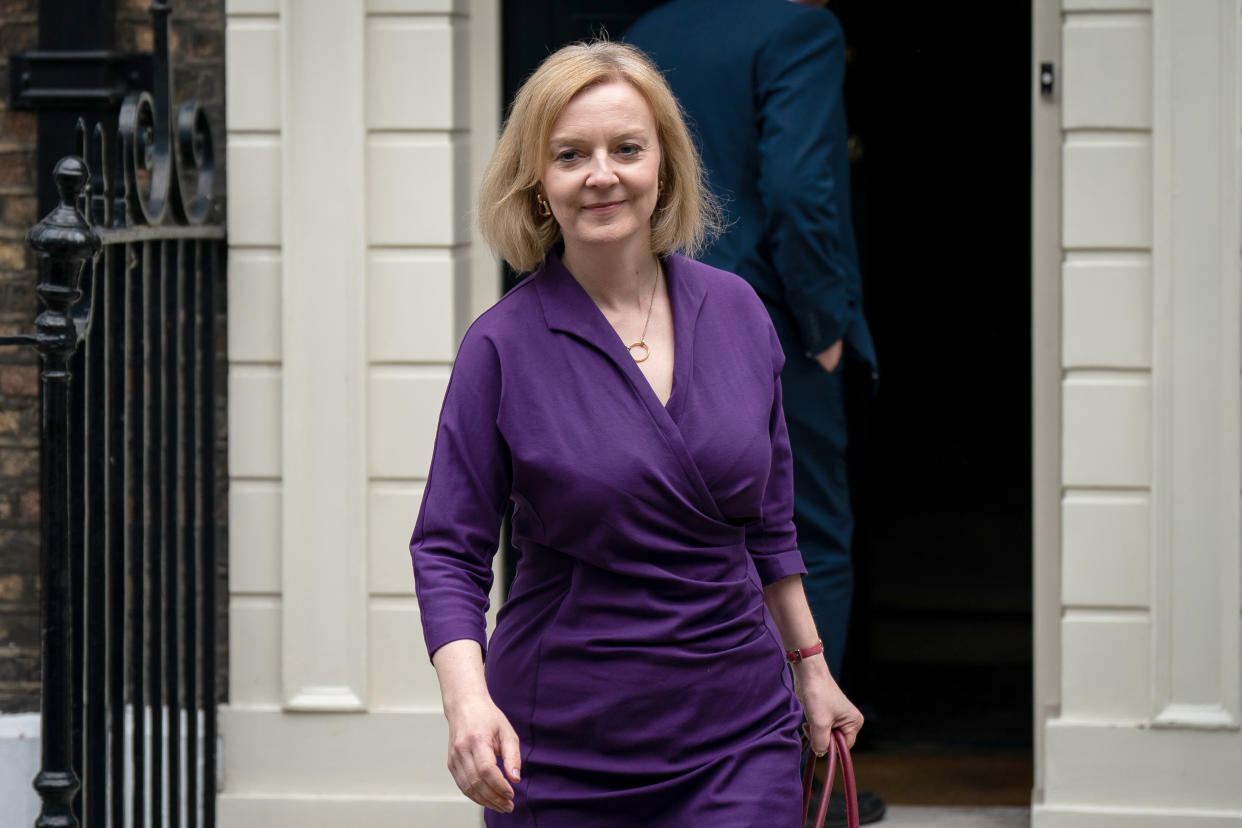 Foreign Secretary and Conservative leadership candidate Liz Truss leaving her campaign office in Westminster, London.