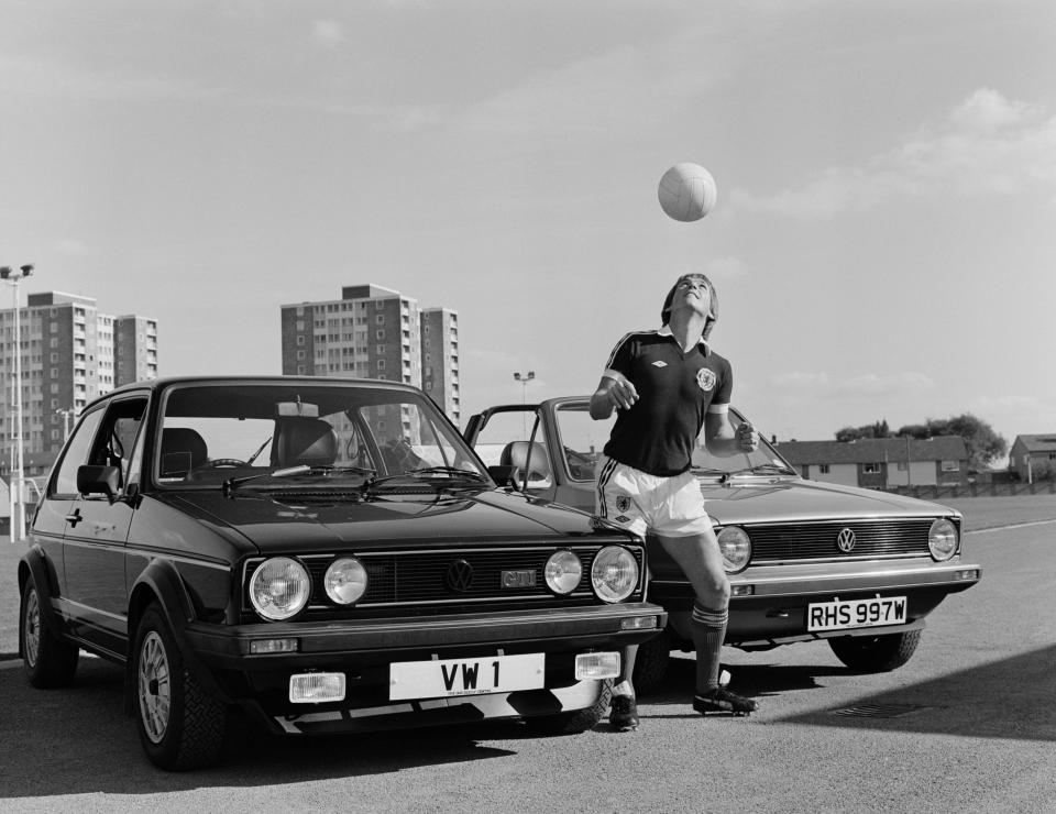 Liverpool and Scotland footballer Kenny Dalglish in a 1980 advertising campaign for Volkswagen