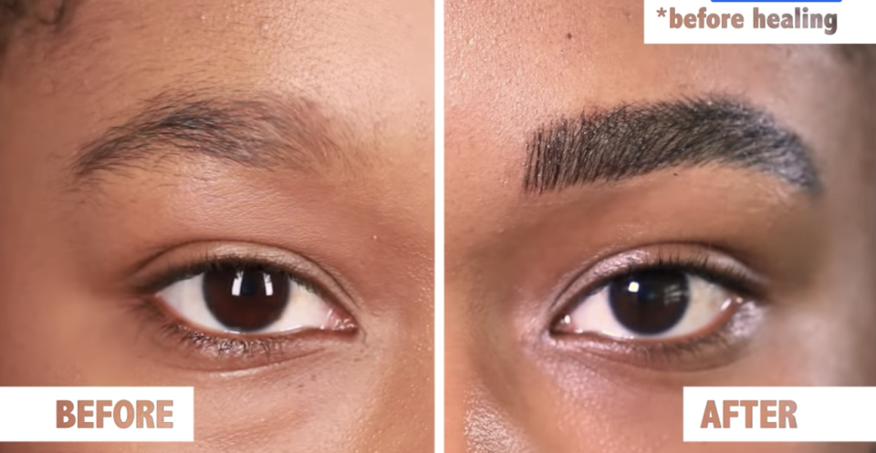 A woman's microbladed brows