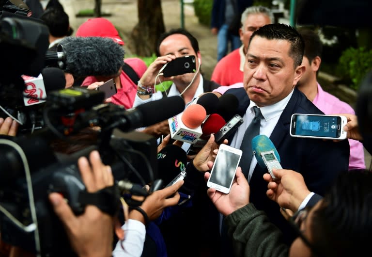 Andres Granados, lawyer of imprisoned Mexican drug lord Joaquin "El Chapo" Guzman, answers questions in Mexico City on September 26, 2016