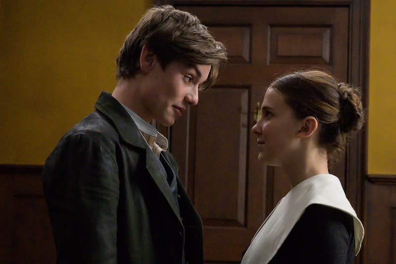 Louis Partridge with his ‘Enola Holmes’ co-star Millie Bobby Brown in a scene from the Netflix film. — Picture courtesy of Netflix