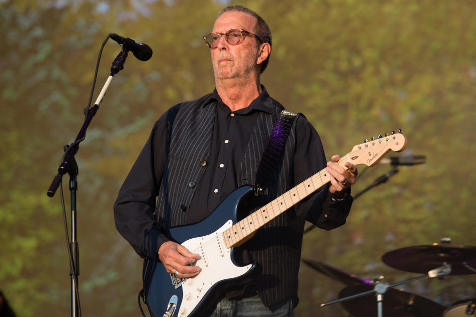 Eric Clapton performs at Hyde Park in London on July 8, 2018
