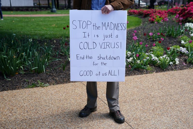 Demonstrators protest coronavirus lockdown measures in Richmond, Virginia