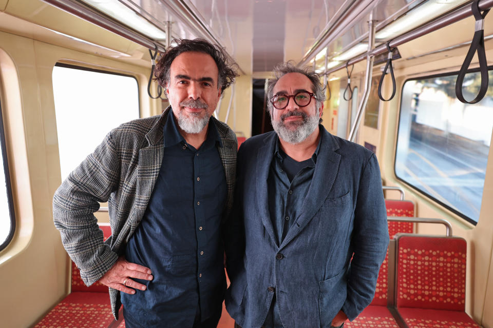 LOS ANGELES, CALIFORNIA - DECEMBER 10: (L-R) Alejandro G. Iñárritu and Eugenio Caballero attend Netflix's Bardo Experience at Goya Studios on December 10, 2022 in Los Angeles, California. (Photo by Randy Shropshire/Getty Images for Netflix)