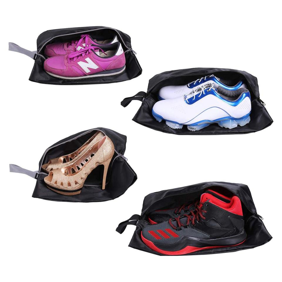 YAMIU Travel Shoe Bags Set of 4 Waterproof Nylon with Zipper for Men &amp; Women