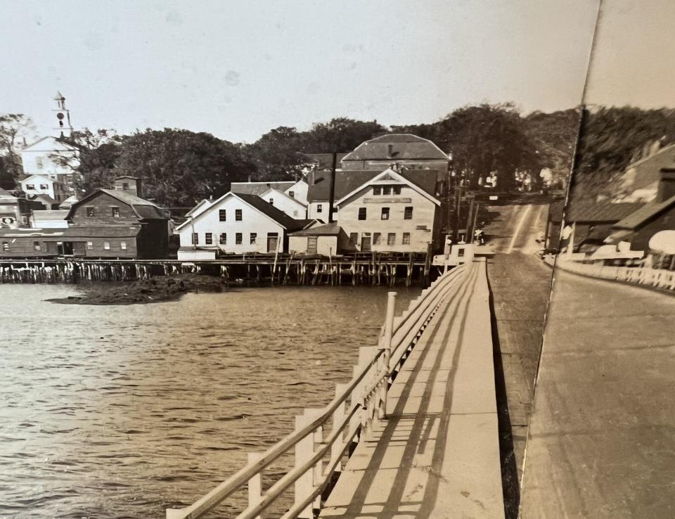 Wiscasset, Maine, in 1940. James Weldon Johnson was killed there in 1938 when the car in which he was riding was struck by a train at the foot of the bridge. The city and state now are recognizing June 17 as James Weldon Johnson Day.