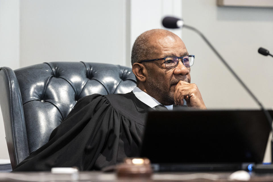 Image: Judge Clifton Newman listens to a series of objections during Alex Murdaugh's double murder trial at the Colleton County Courthouse, Friday, Feb. 10, 2023, in Walterboro, S.C.  (Joshua Boucher / The State via AP, Pool)