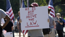 <p>Protesters gather in front of the White House in Washington, Saturday, Sept. 16, 2017, during a rally encouraging President Donald Trump and House Speaker Paul Ryan to defend American democracy from Russian interference. (Photo: Susan Walsh/AP) </p>