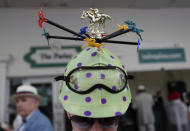 <p>Ricky Spanish of Des Moines, Iowa wears a hat before the 144th running of the Kentucky Derby horse race at Churchill Downs Saturday, May 5, 2018, in Louisville, Ky. (Photo: John Minchillo/AP) </p>