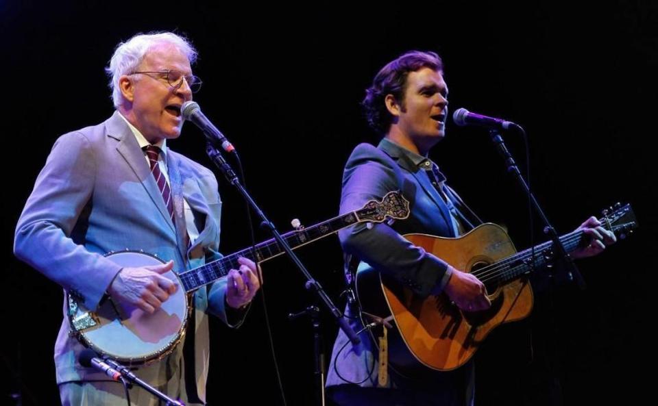 Steve Martin performs with Steep Canyon Rangers during Wide Open Bluegrass Saturday night, Sept. 30, 2017 at Raleigh, N.C.’s Red Hat Amphitheater.