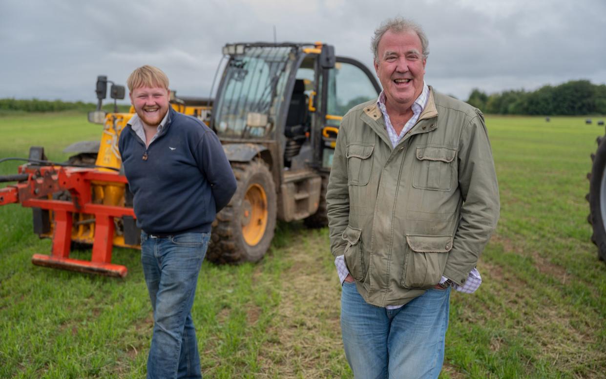 Jeremy Clarkson and Kaleb Cooper, his farmhand, on the Amazon Prime hit Clarkson's Farm
