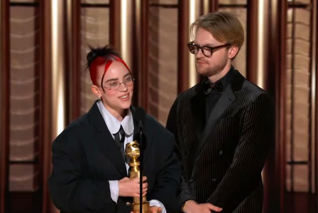 <p>CBS</p> Billie Eilish and Finneas O'Connell take home best original song at the 2024 Golden Globes